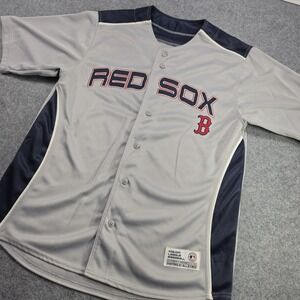 Boston Red Sox Jersey Men's L Grey Fully Stitched MLB Dynasty Baseball Jersey